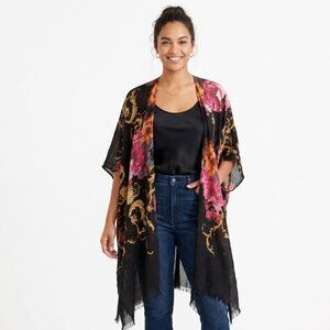 Floral Black Kimono Wrap